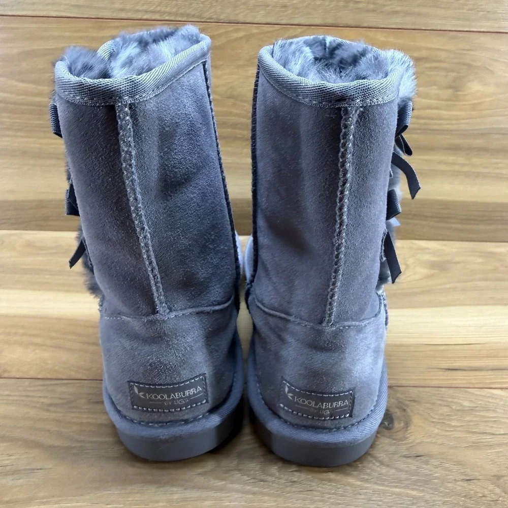 Koolaburra By UGG Victoria Mini Big Girls Youth Size 5 Gray Suede Leopard Lining